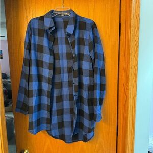 SHEIN Navy and Black Plaid Shirt